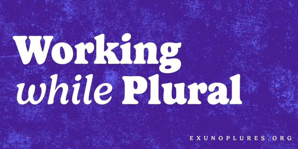Text: Working while Plural on a purple background